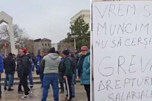 Angajatii de la Liberty Galati protesteaza in fata Prefecturii Dorim sa muncim nu sa cersim