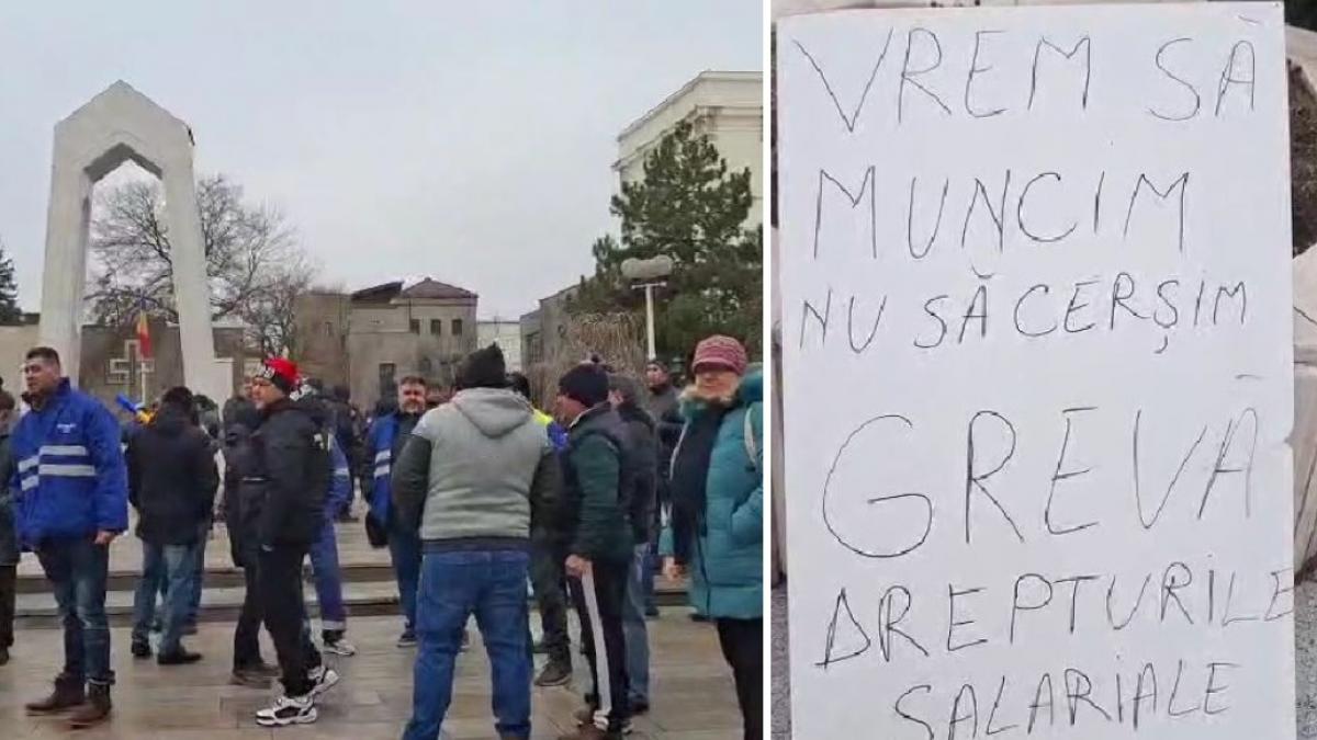 Angajatii de la Liberty Galati protesteaza in fata Prefecturii Dorim sa muncim nu sa cersim