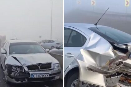 Accident in lan cu nou maini pe autostrada A4 din cauza ceii i a poleiului 13 persoane au fost
