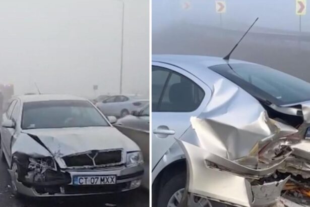 Accident in lan cu nou maini pe autostrada A4 din cauza ceii i a poleiului 13 persoane au fost