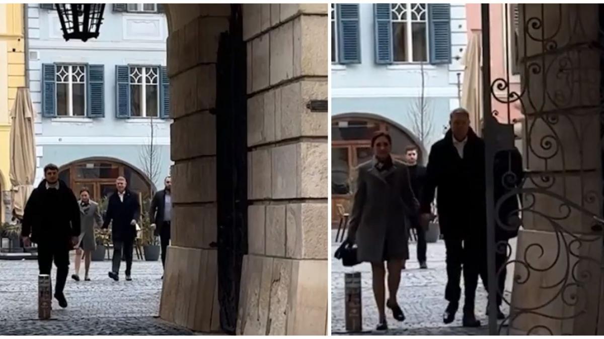 Aparitia rara a lui Klaus Iohannis alaturi de sotia sa la slujba de Florii de la biserica din Sibiu