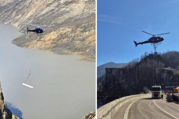Cat timp va dura pana se va reumple Lacul Vidraru Un elicopter folosit pentru lucrarile de retehnologizare a