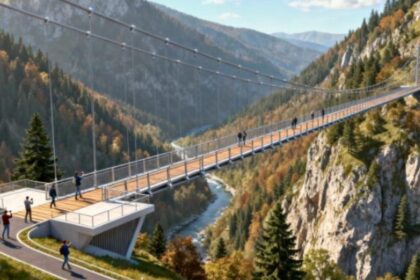 Locatia din Romania unde se afla cel mai inalt pod suspendat din Europa