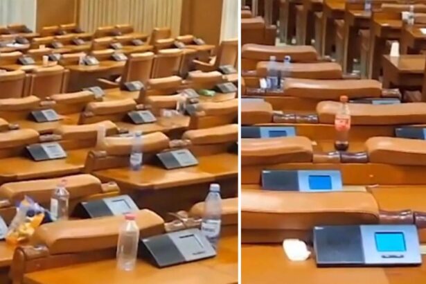 Parlamentarii au parasit sala de plen lasandu o plina de mizerie dupa dezbaterile pe buget cutii de pizza pungi