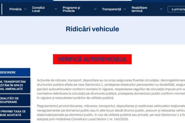 Primaria Sectorului 1 lanseaza un serviciu online pentru verificarea autoturismelor ridicate de pe domeniul