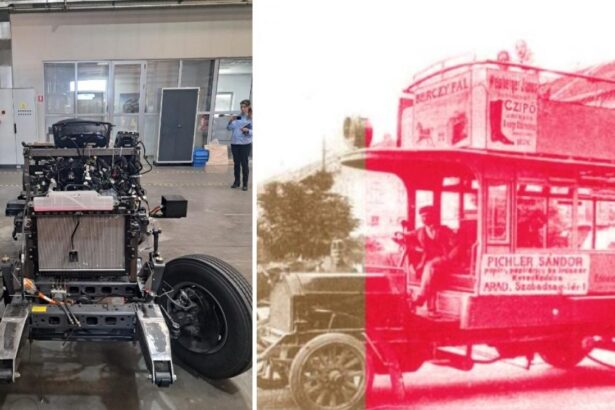 Primele imagini cu replica autobuzului etajat MARTA fabricat la Arad in 1908 Este conceput ca un