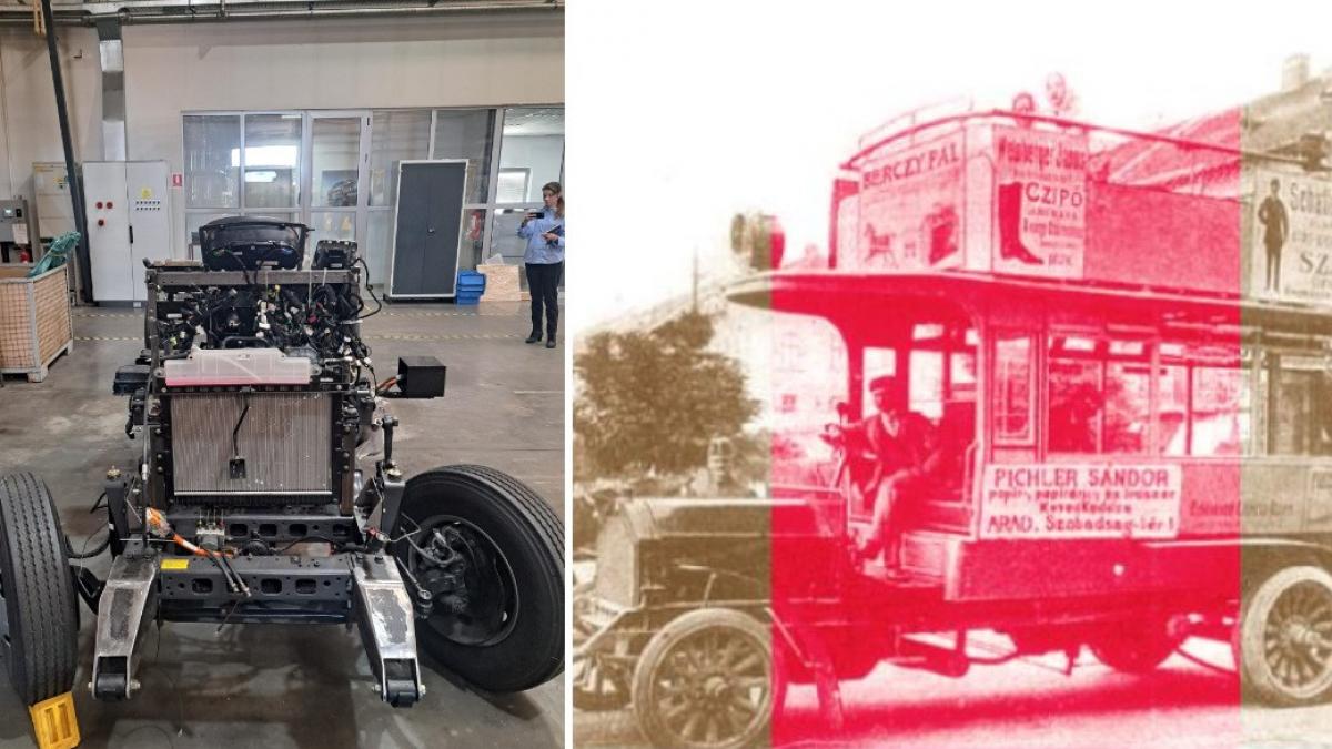 Primele imagini cu replica autobuzului etajat MARTA fabricat la Arad in 1908 Este conceput ca un