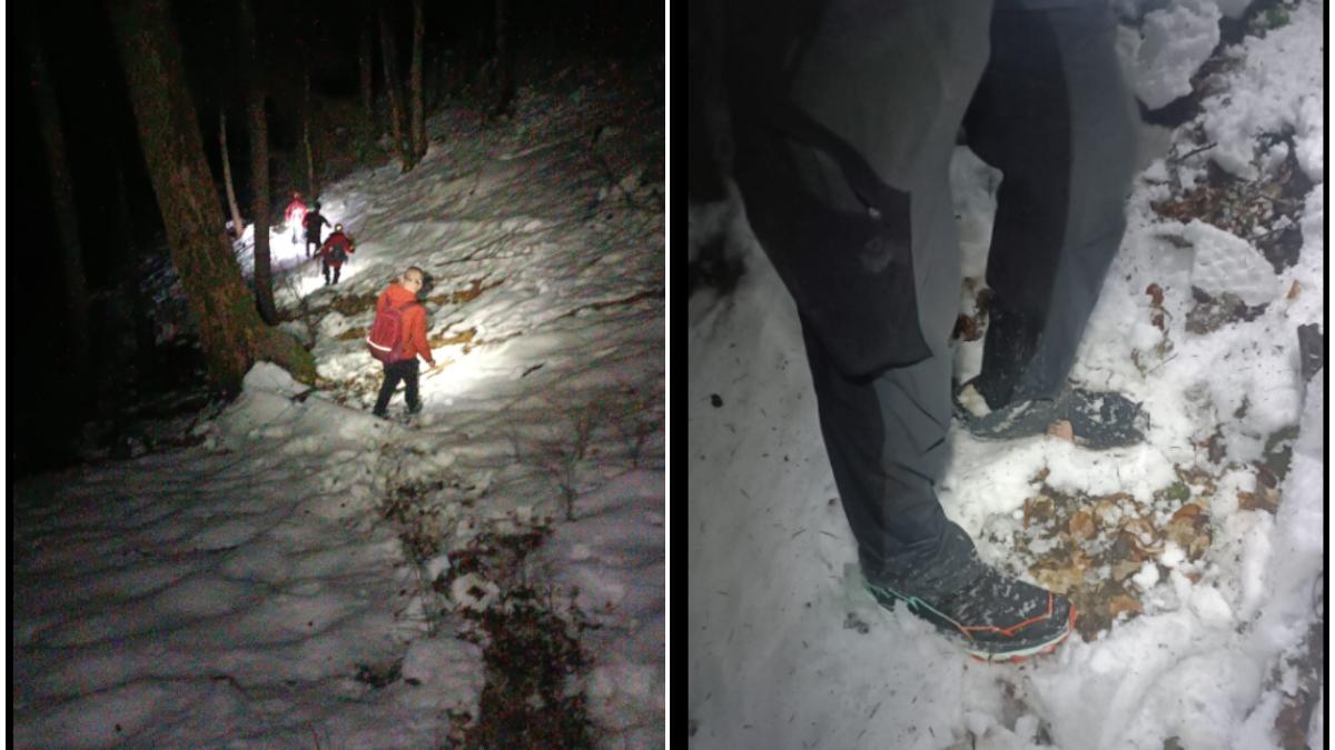 Un turist a urcat pe munte in pantofi si a pierdut unul in zapada de 50 de centimetri