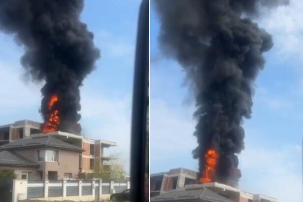 incendiu de mari proportii langa bucuresti un santier de bloc in tunari a fost cuprins de flacari