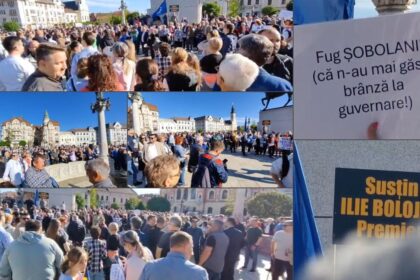 Oradenii sau strans la miting pentru a l sustine pe Bolojan inainte de motiune Fug sobolanii ca n au