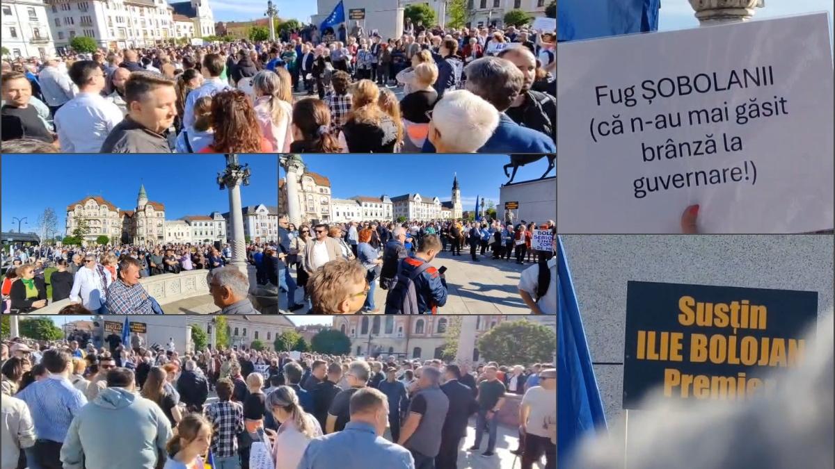 Oradenii sau strans la miting pentru a l sustine pe Bolojan inainte de motiune Fug sobolanii ca n au